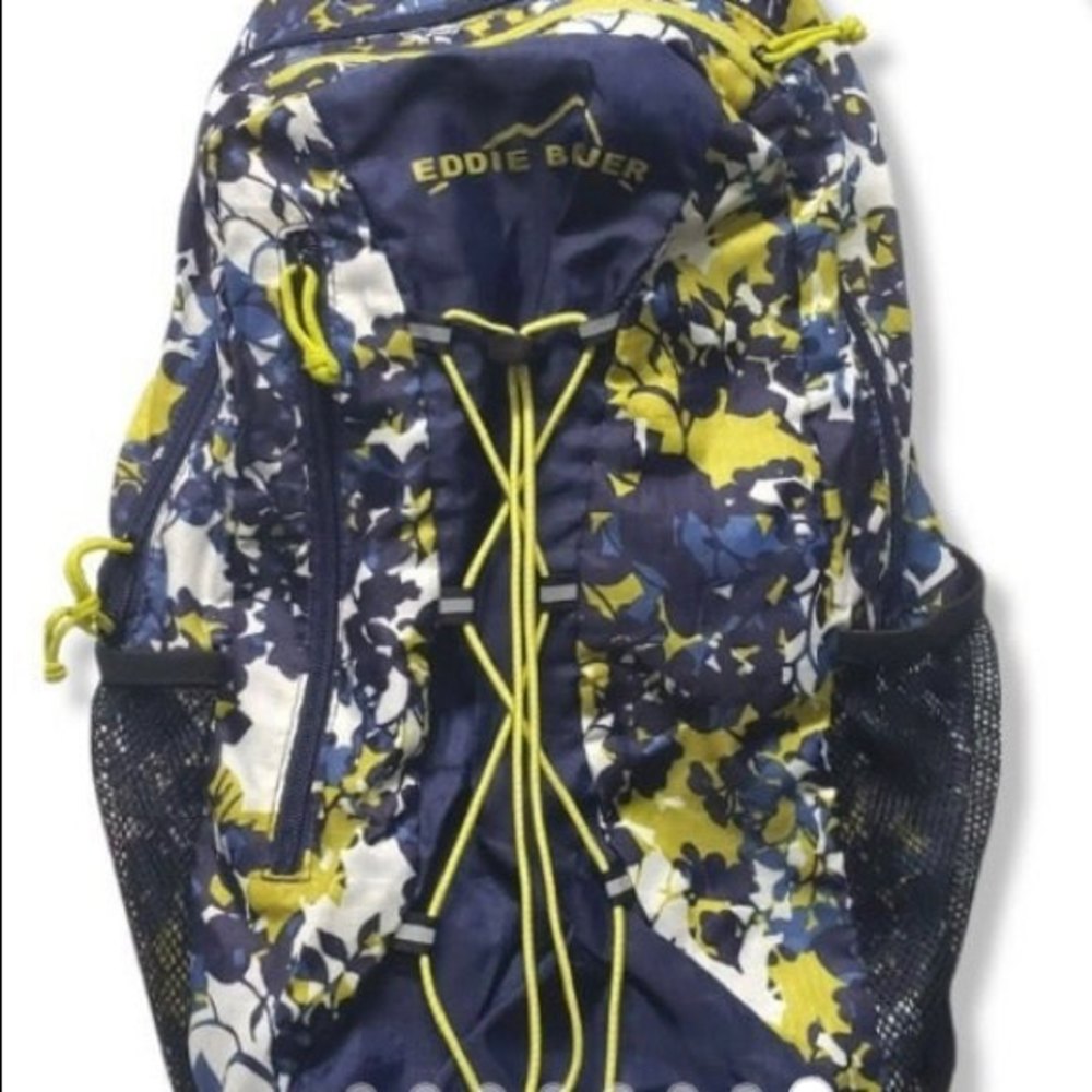 EDDIE BAUER Floral Print Lightweight Backpack Navy Blue Green